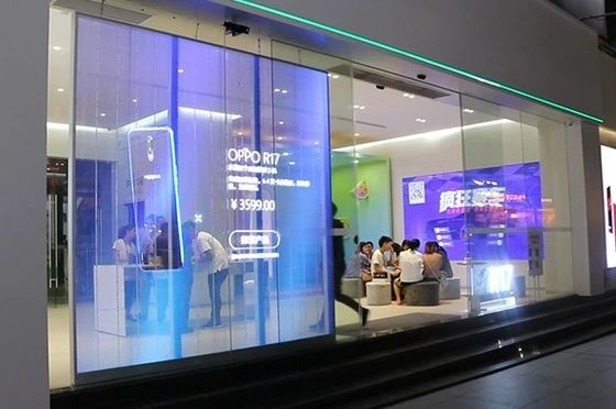 ISO14001 インタラクティブ クリエイティブ 透明 LED ウィンドウ ディスプレイ ショッピングモール向け ODM